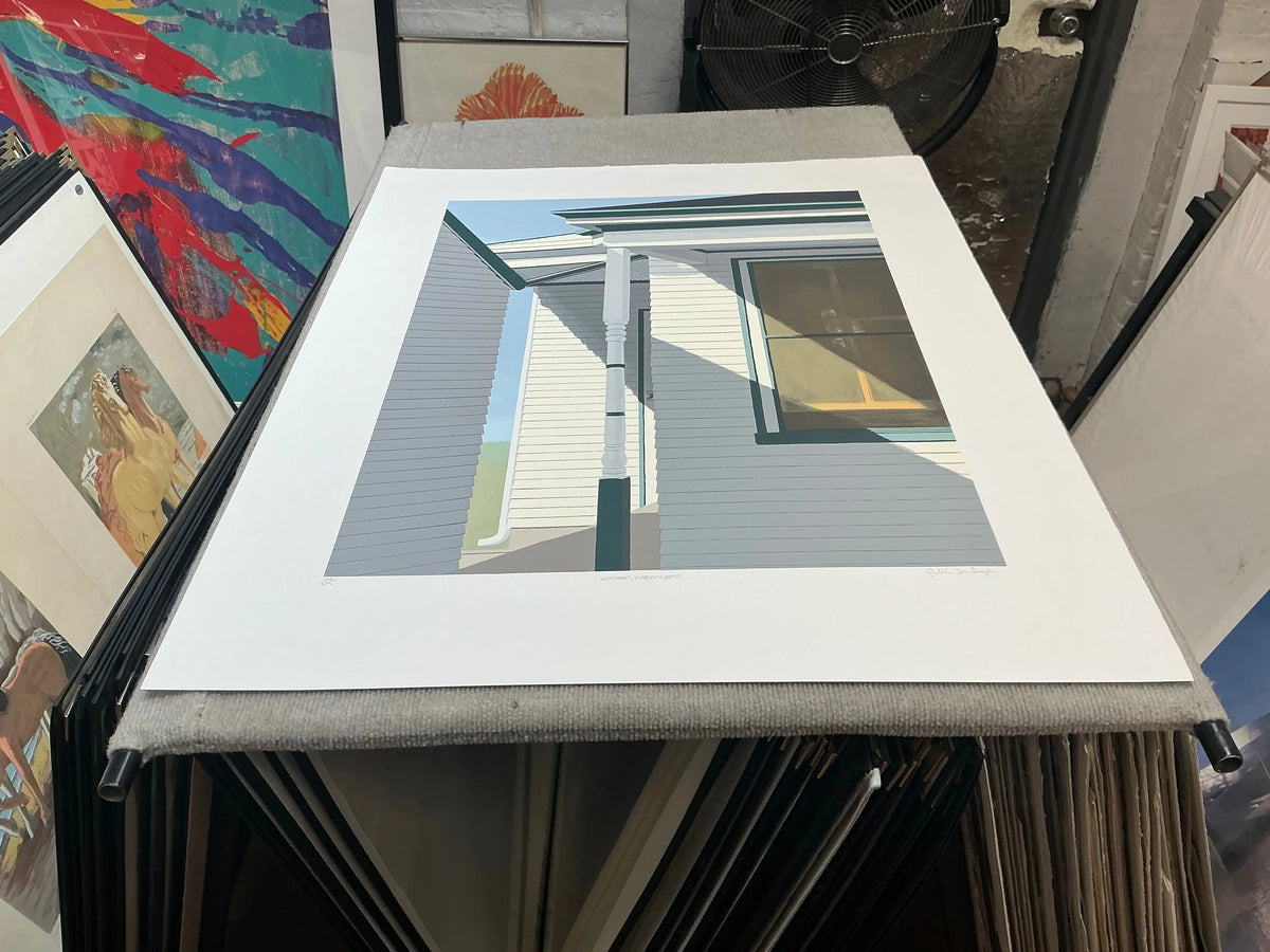 Gretchen Dow Simpson Westport Massachusetts 1991 signed limited edition serigraph artwork, depicting coastal scenery.