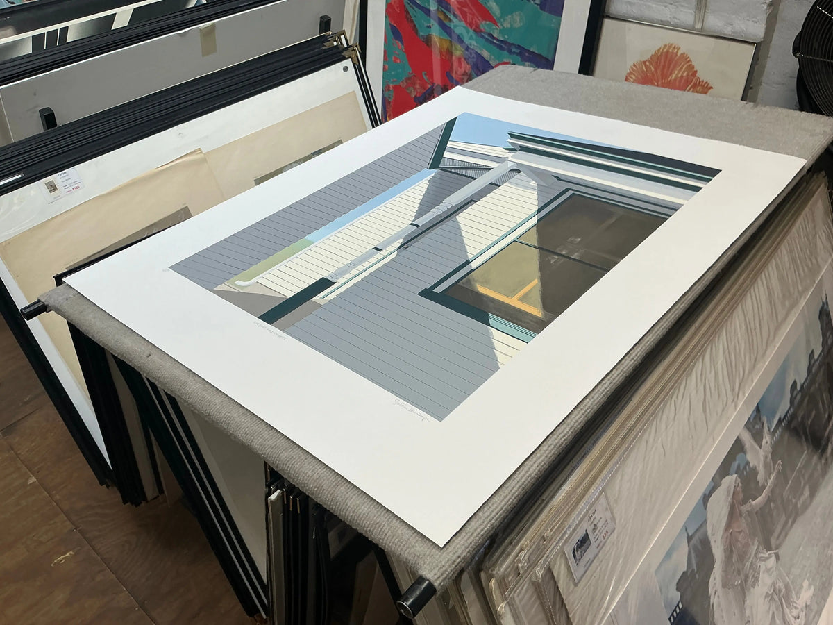 Gretchen Dow Simpson Westport Massachusetts 1991 signed limited edition serigraph artwork displayed.