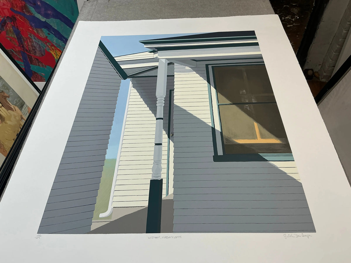 Gretchen Dow Simpson Westport Massachusetts 1991 signed limited edition serigraph artwork, featuring scenic landscape and signature.