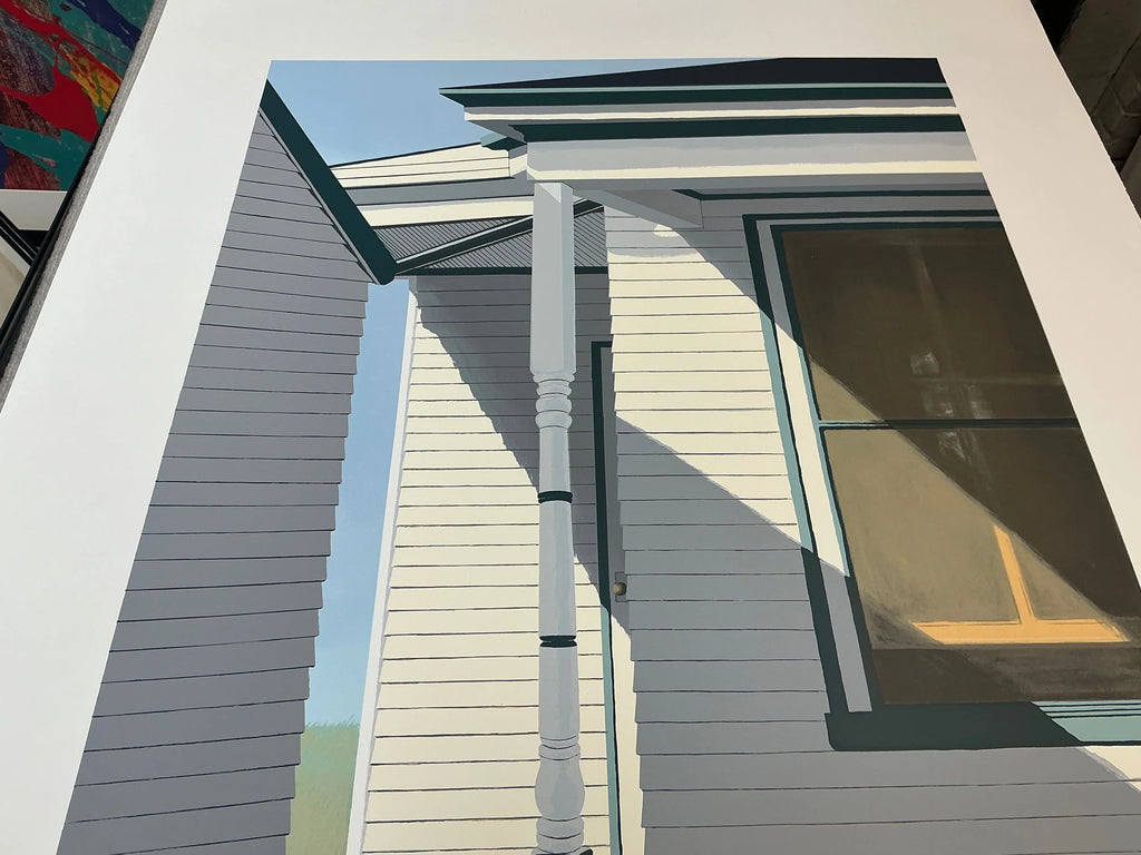 Gretchen Dow Simpson Westport Massachusetts 1991 signed limited edition serigraph artwork, depicting a scenic coastal view.