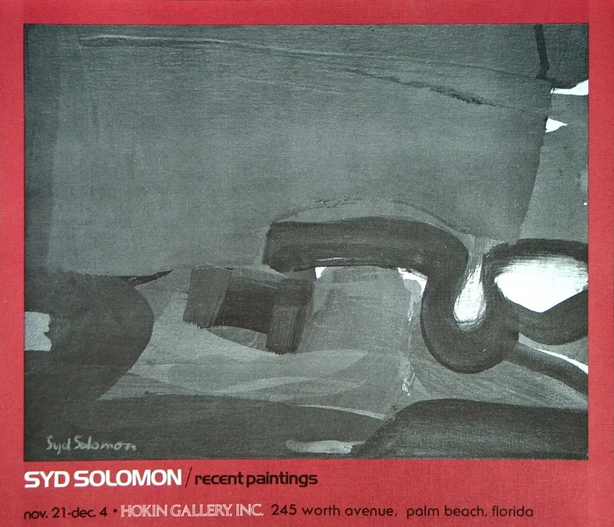 Original abstract offset lithograph by Syd Solomon from the 1972 Hokin Gallery exhibition, showcasing vibrant modern art.