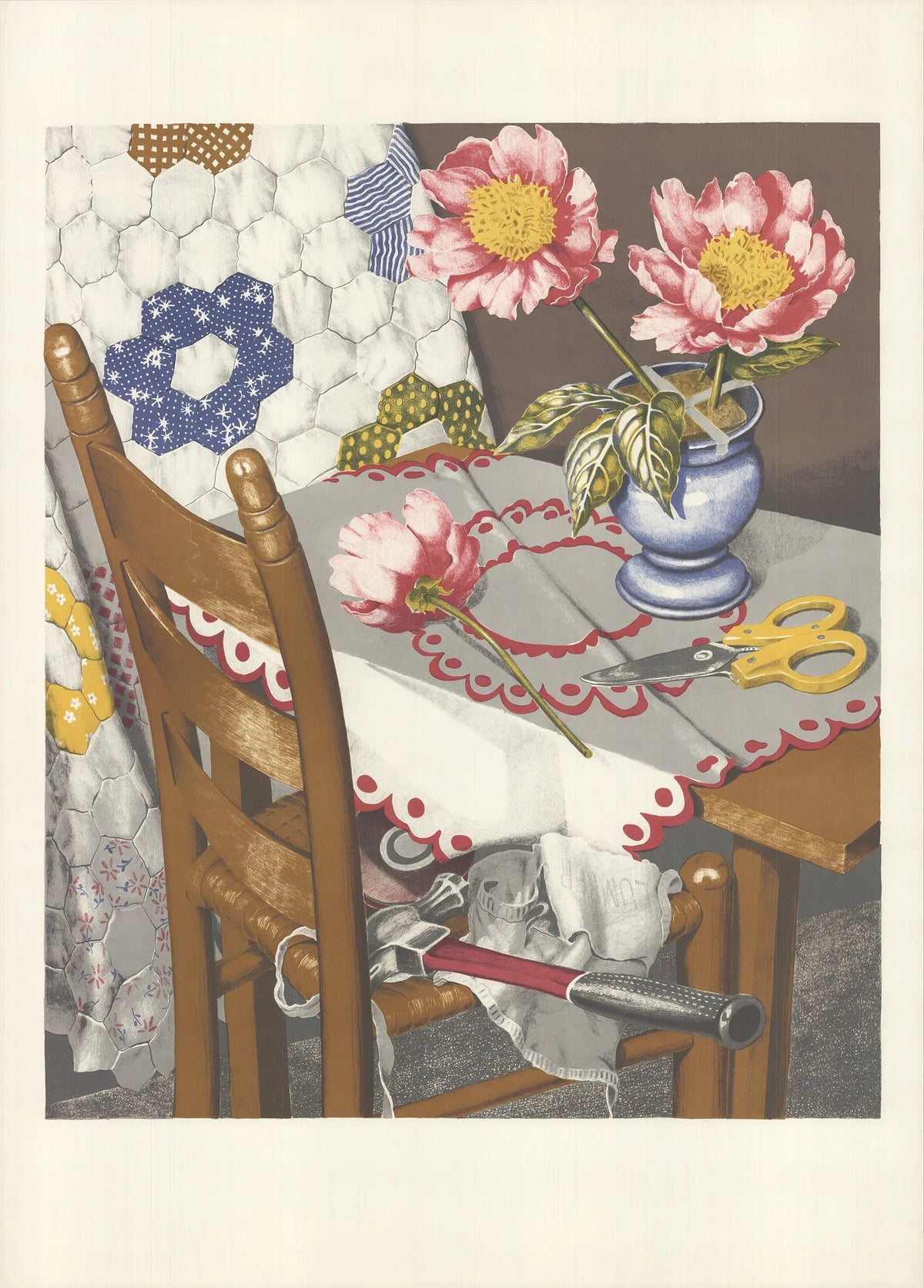 Sondra Freckelton Celebration 1983 botanical lithograph art poster featuring detailed floral illustrations and vibrant colors.