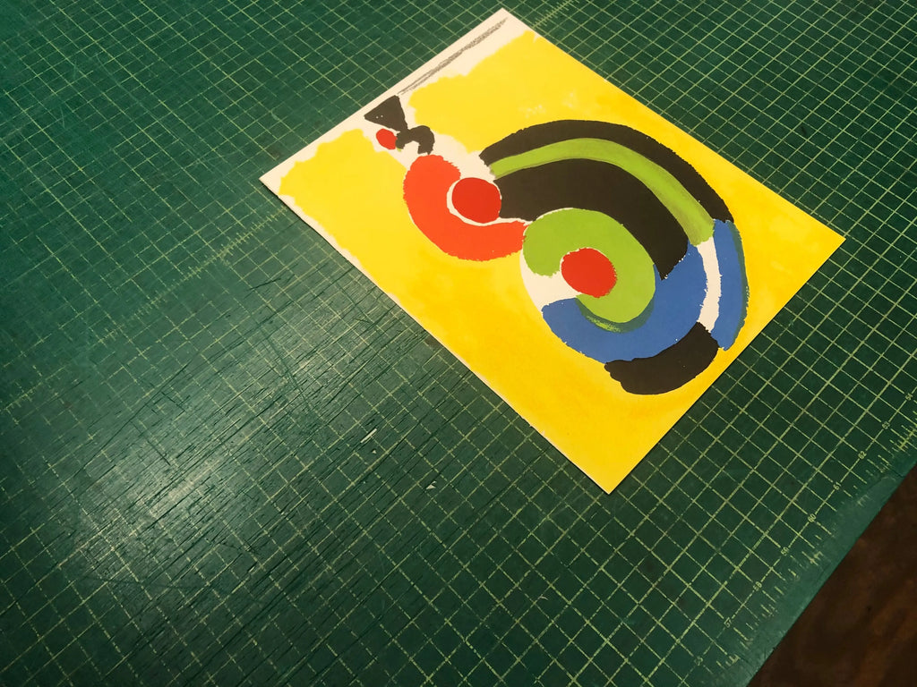 Original lithograph art by Sonia Delaunay, "Composition pour XXième Siècle" from 1972, showcasing abstract geometric design.