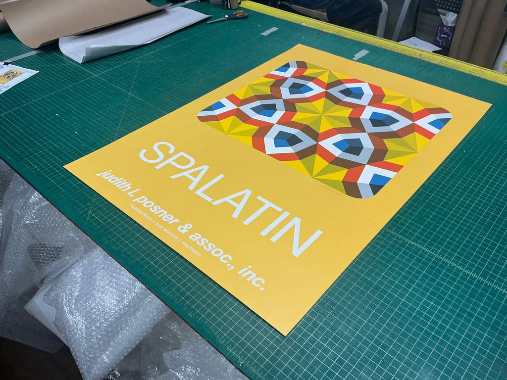 Limited edition abstract serigraph by Marko Spalatin titled Kaleidoscope 1980, signed and numbered, featuring vibrant geometric patterns.