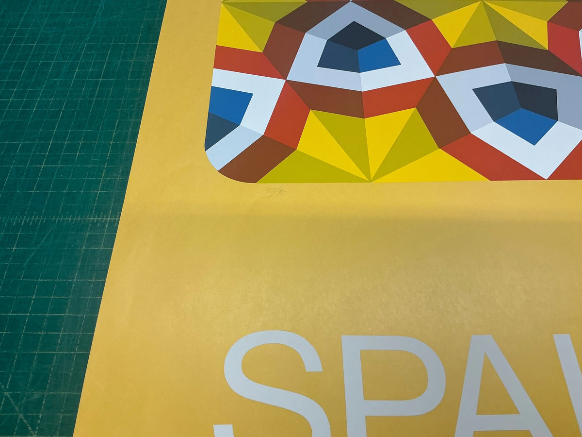 Signed limited edition Marko Spalatin Kaleidoscope 1980 abstract serigraph artwork with vibrant geometric patterns