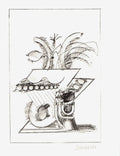 Saul Steinberg Illustration IV lithograph art print titled "All Except You" from 1983, featuring abstract line artwork.