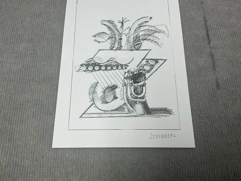 Saul Steinberg Illustration IV lithograph art print titled "All Except You" from 1983, featuring detailed abstract line artwork.