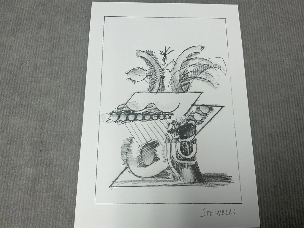 Saul Steinberg Illustration IV lithograph art print titled "All Except You" from 1983, depicting abstract and artistic line work.