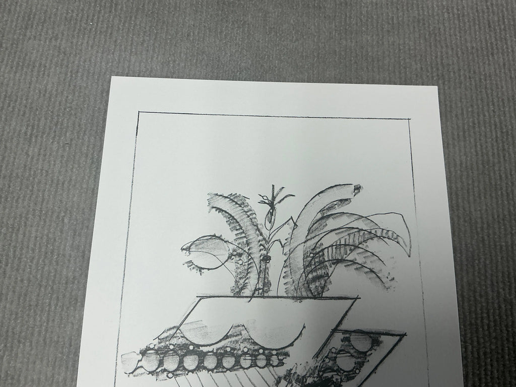 Saul Steinberg Illustration IV lithograph art print from 1983 featuring abstract line drawing and artistic design.