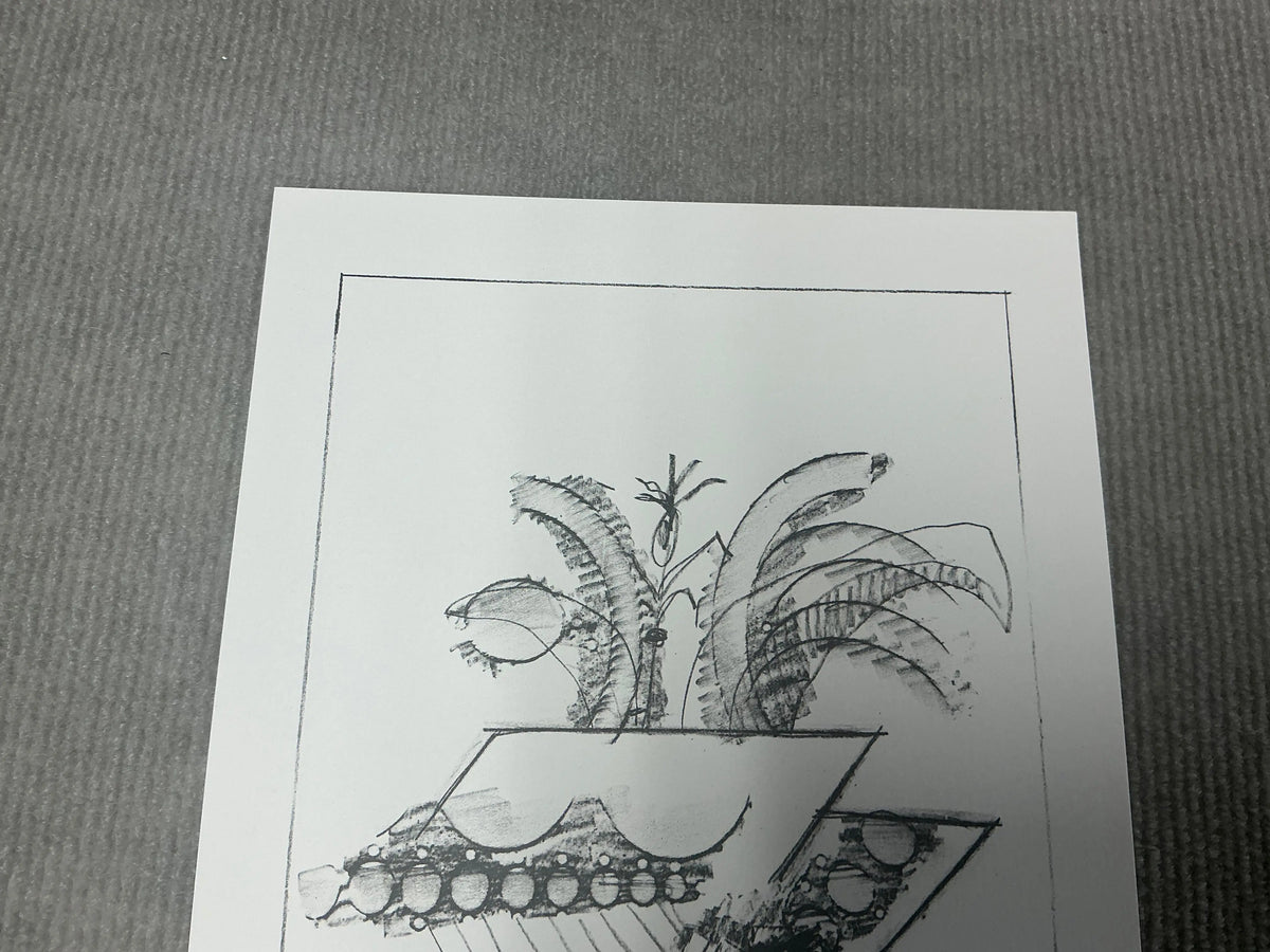 Saul Steinberg Illustration IV lithograph art print from 1983 featuring abstract line drawing and artistic design.