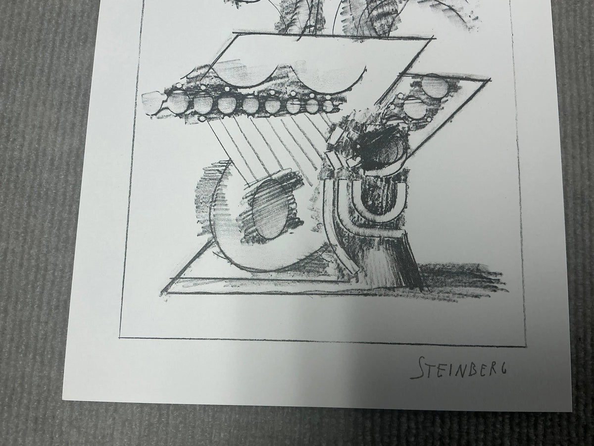 Saul Steinberg Illustration IV lithograph art print titled "All Except You" from 1983, featuring abstract line artwork.
