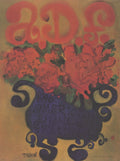 Original Stephen Tabboo signed vase of flowers 1996 floral offset lithograph poster, featuring vibrant floral artwork by Stephen Tashjian