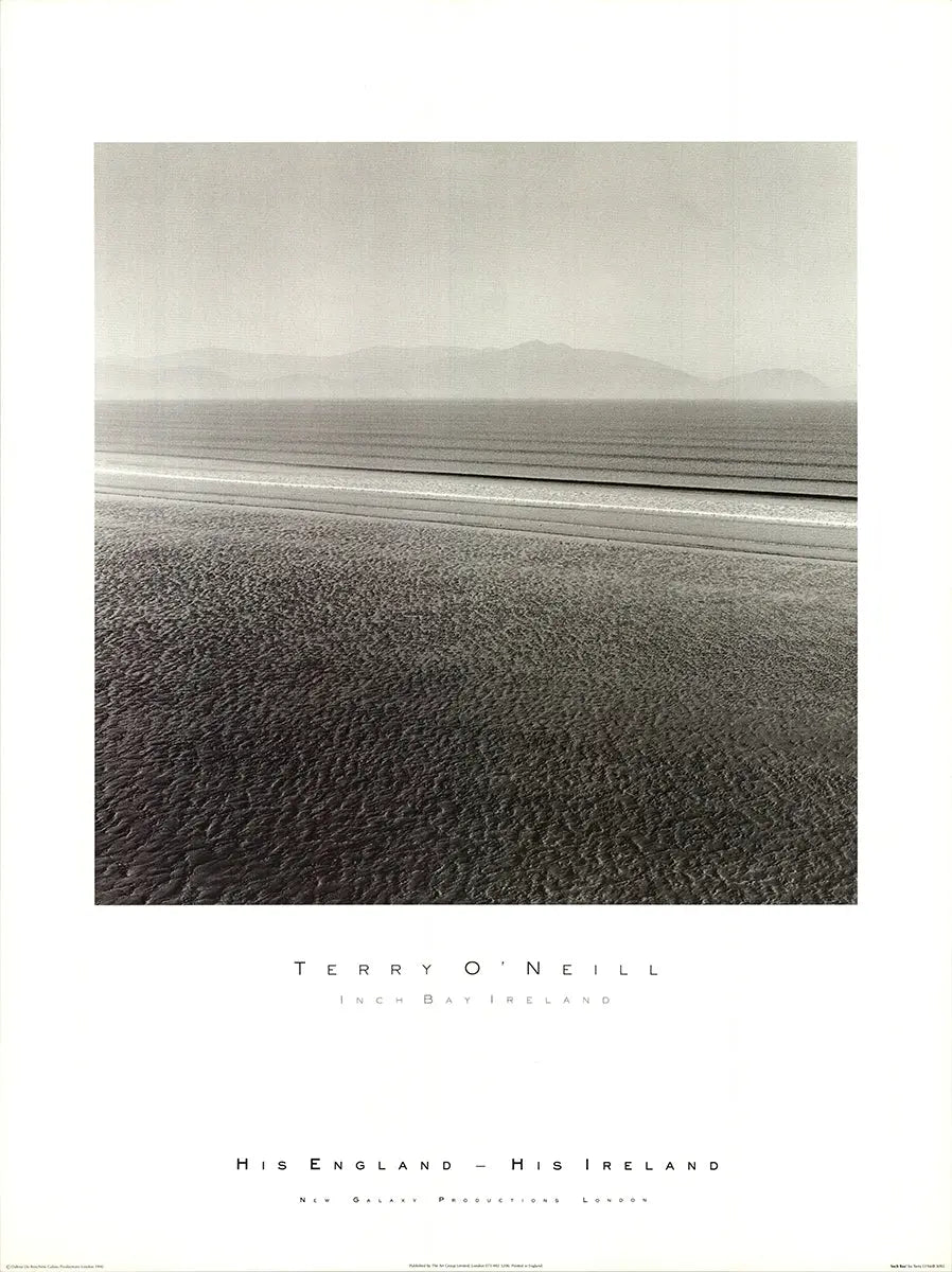 Original Terry O'Neill landscape photography lithograph poster of Inch Bay from 1990, showcasing scenic coastal views.