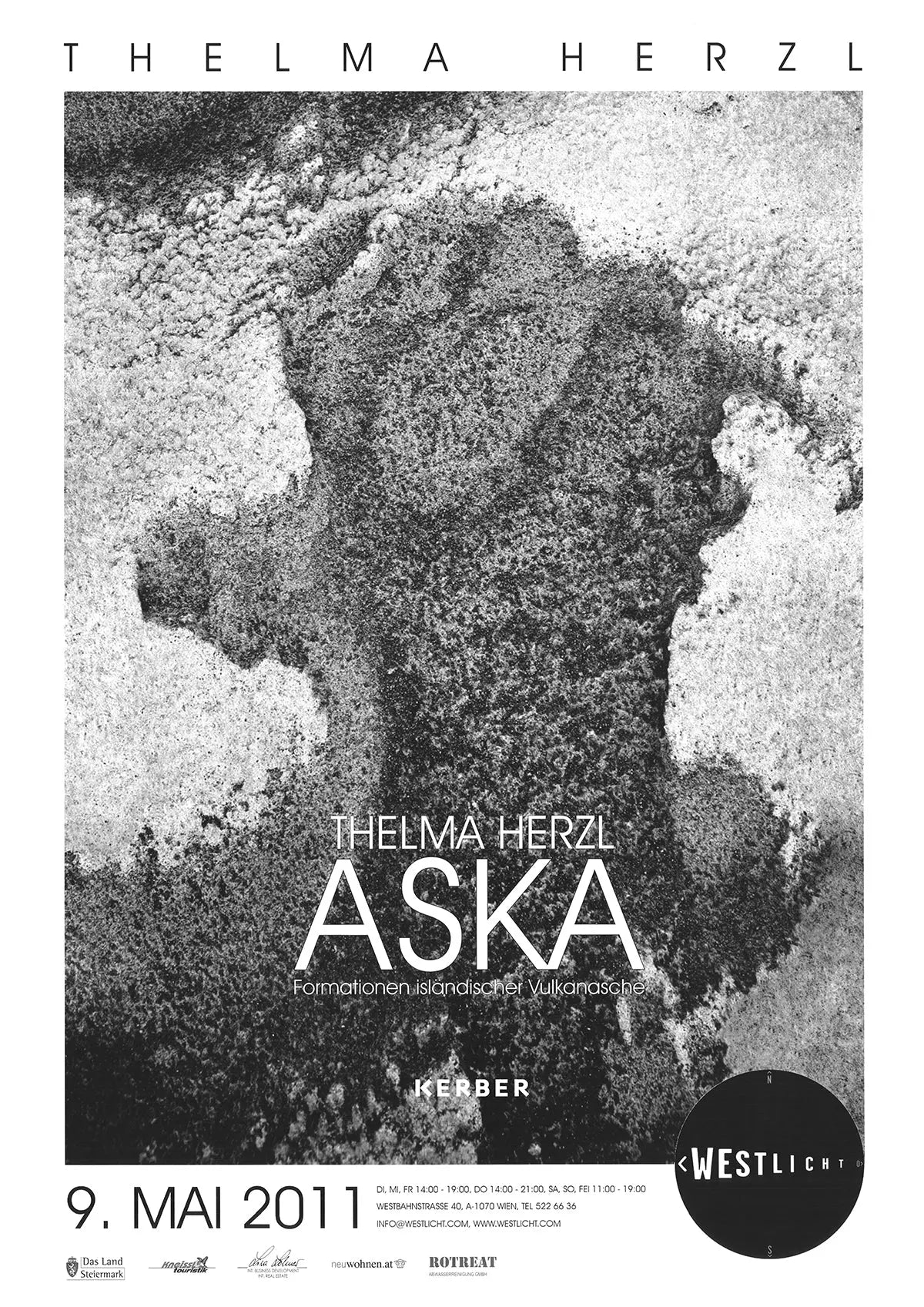 Thelma Herzl Aska 2011 Icelandic volcanic ash offset lithograph poster showcasing abstract volcanic landscape art.