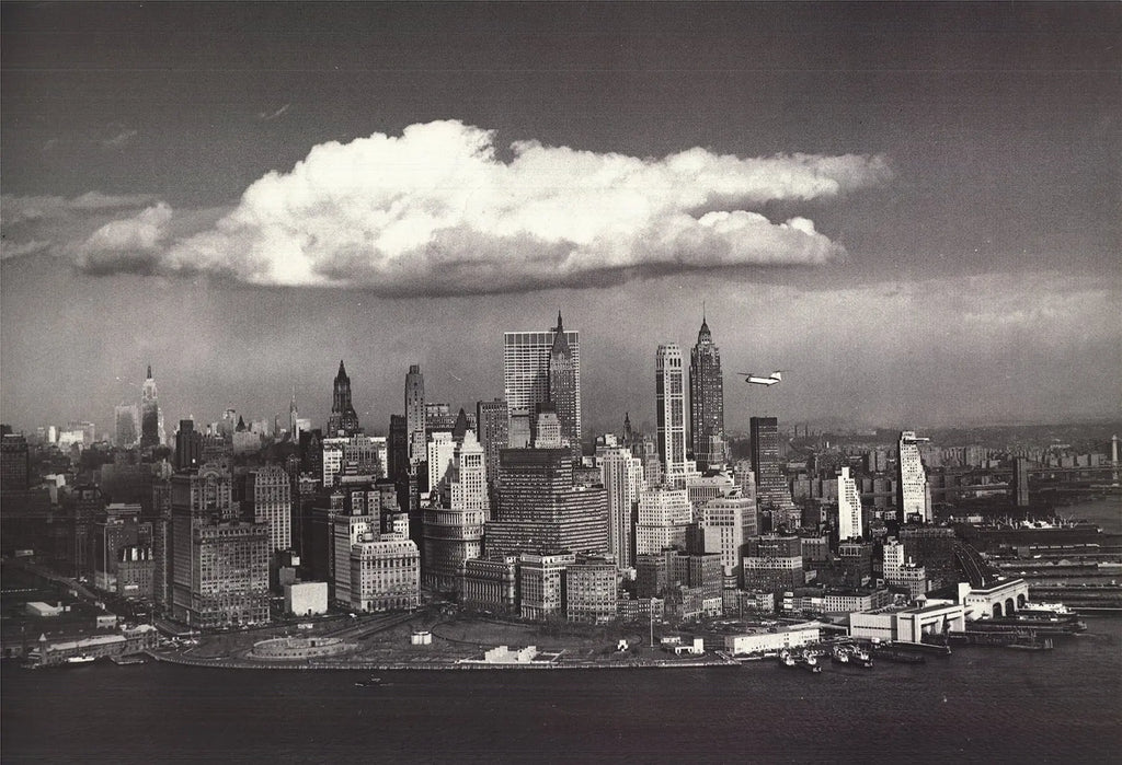 Theodore Donaldson Manhattan South Ferry 1994 offset lithograph art print showcasing a detailed cityscape of New York Harbor.