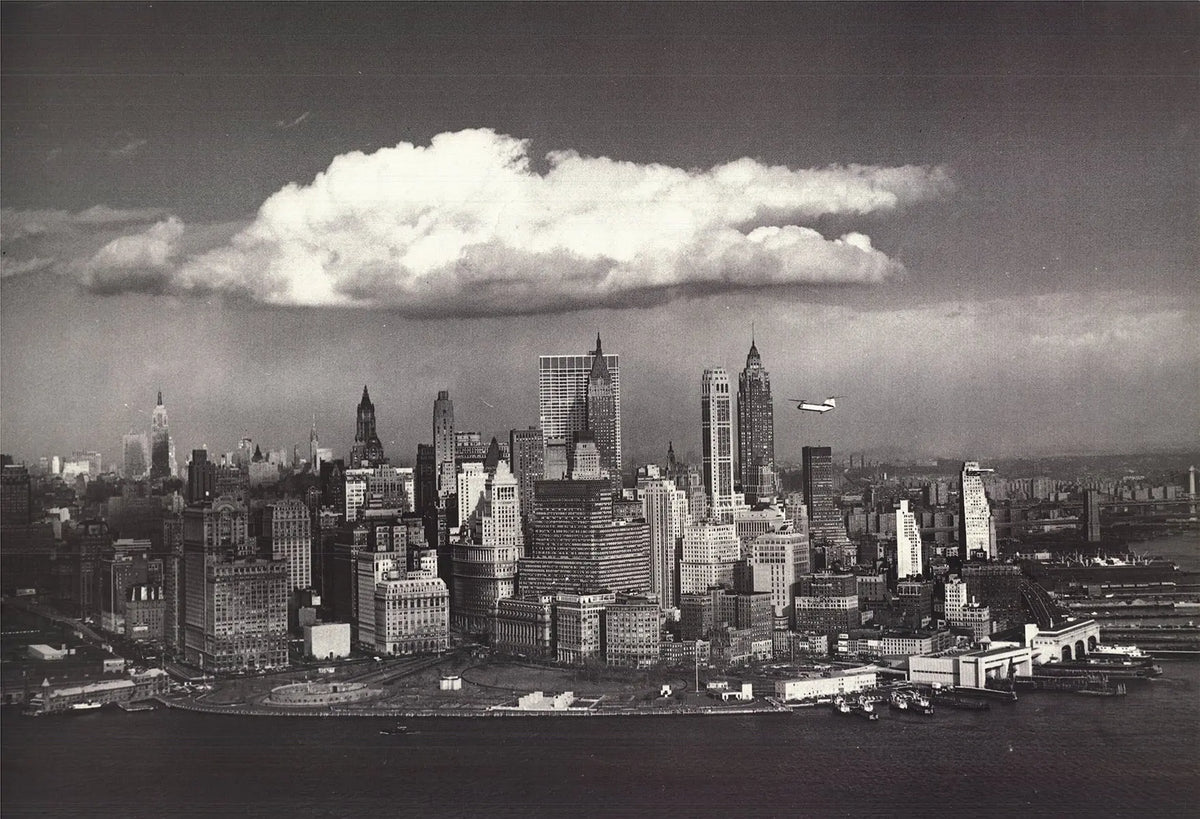 Theodore Donaldson Manhattan South Ferry 1994 offset lithograph art print showcasing a detailed cityscape of New York Harbor.
