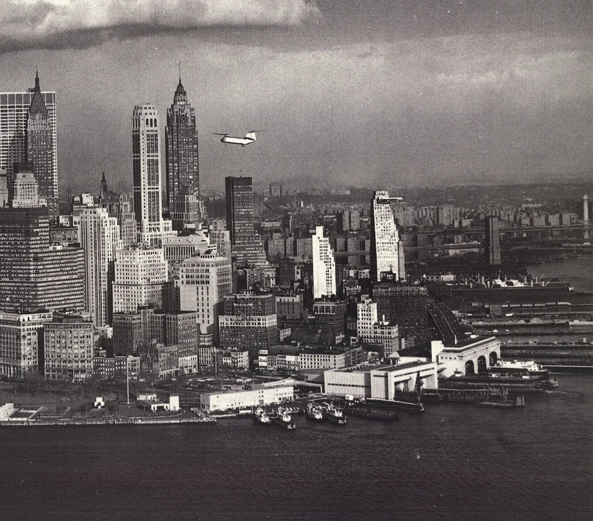 Theodore Donaldson Manhattan South Ferry 1994 offset lithograph art print, featuring a detailed cityscape of the South Ferry area.