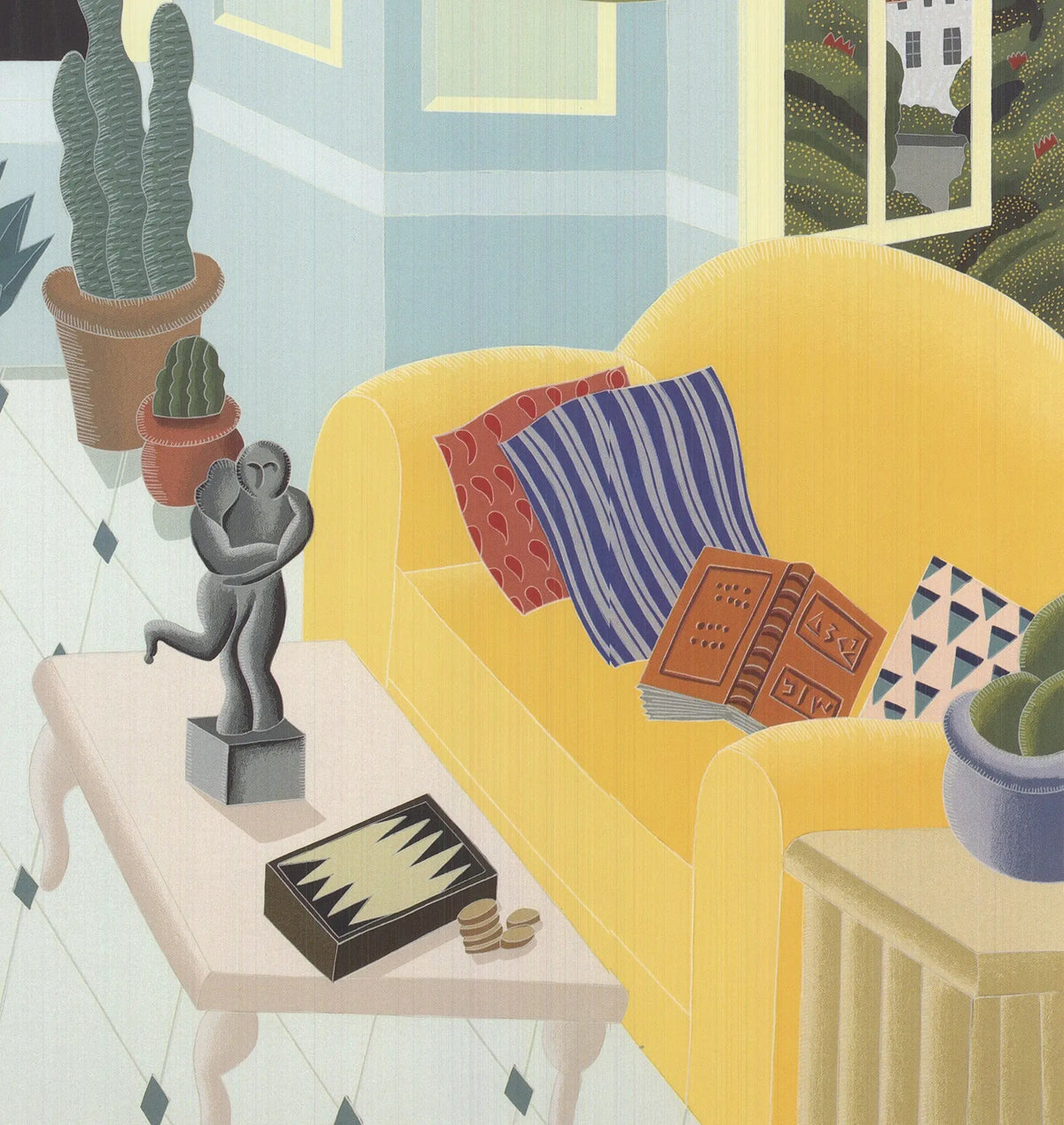 Thomas McKnight Green Studio 1994 offset lithograph interior art poster showcasing vibrant colors and detailed scene.