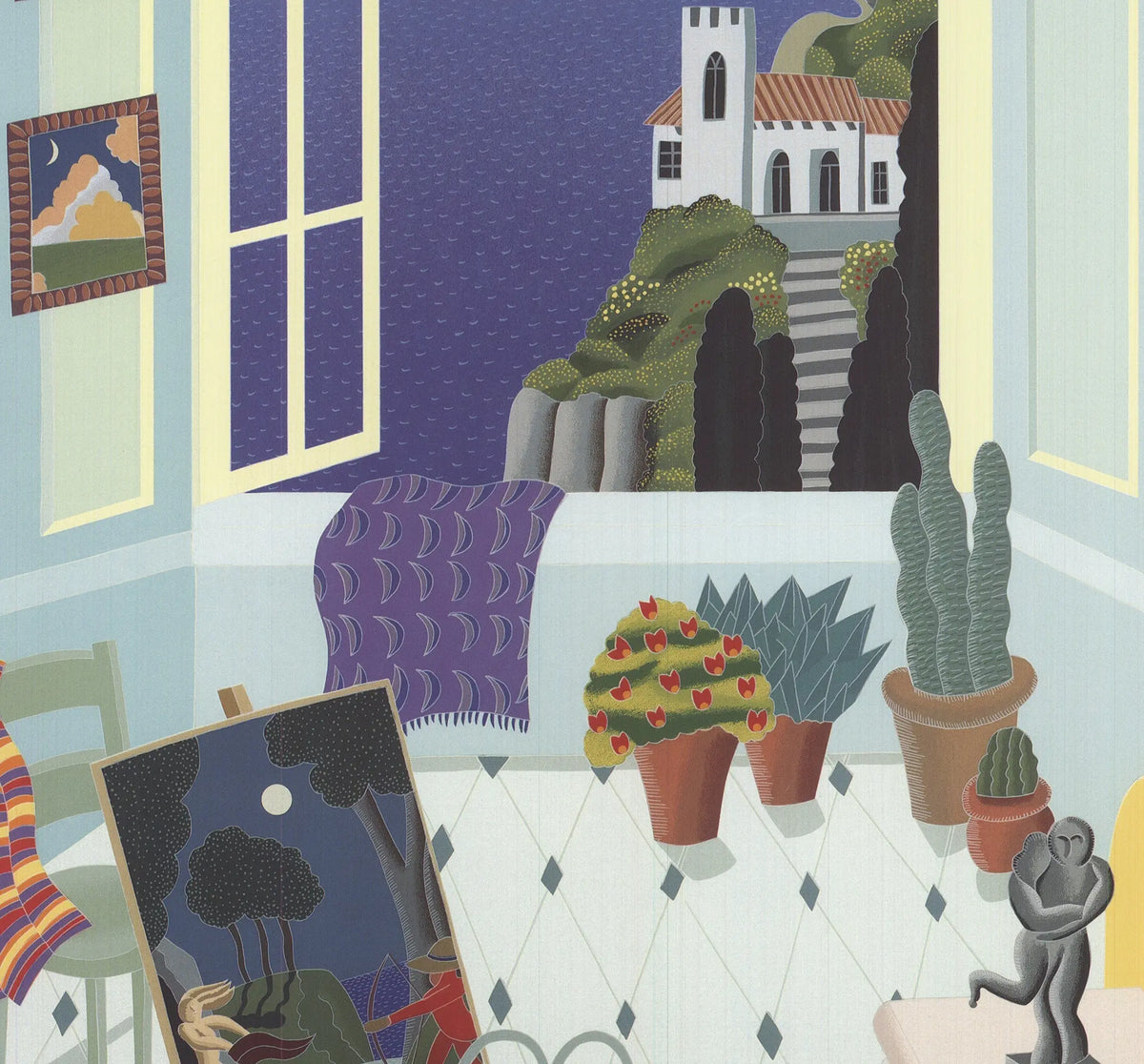 Thomas McKnight Green Studio 1994 offset lithograph interior art poster showcasing vibrant colors and detailed interior scene.