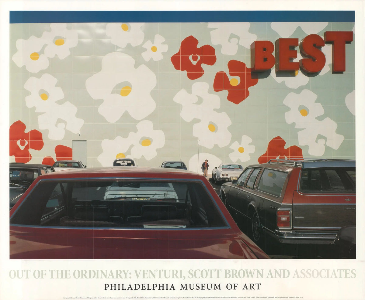 Tom Bernard lithograph poster from Venturi Scott Brown Associates 2001 exhibition, featuring modern architectural artwork.