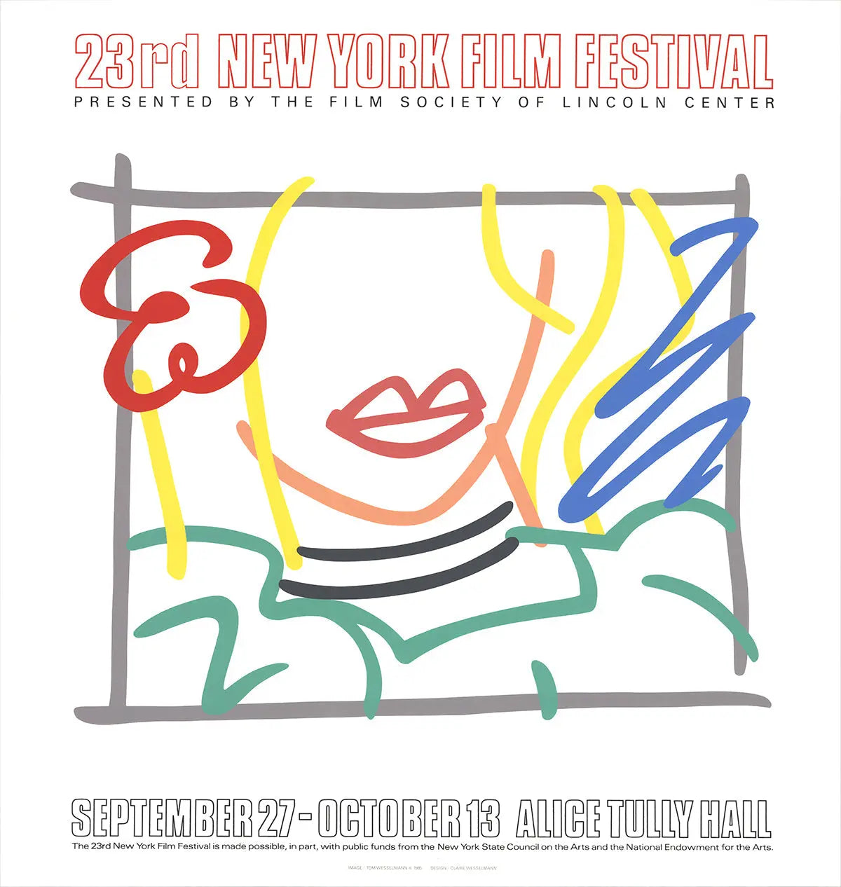 Tom Wesselmann Monica 23rd New York Film Festival limited serigraph poster, colorful abstract artwork on paper.