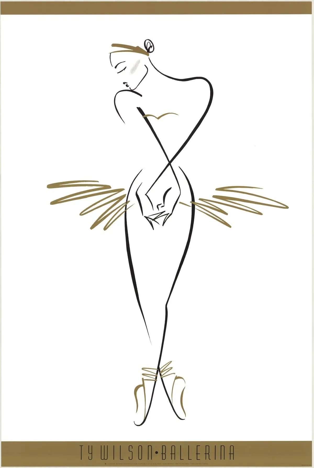 Ty Wilson Ballerina vintage offset lithograph fine art poster featuring a graceful dancer with flowing costume and artistic details.