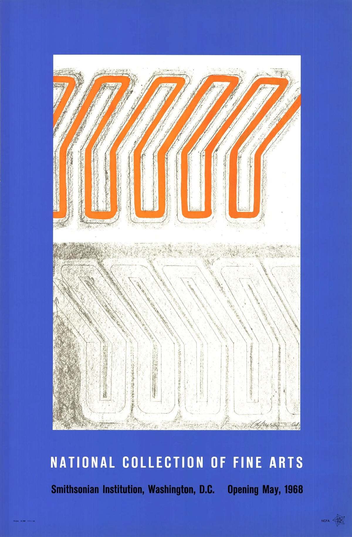 Original 1968 Vardea Chryssa serigraph from the National Collection of Fine Arts, featuring abstract graphic design.