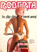Original Vespa Roberta advertising poster from 1988 featuring artwork by Gianni Venturino, showcasing vintage Vespa scooter imagery.