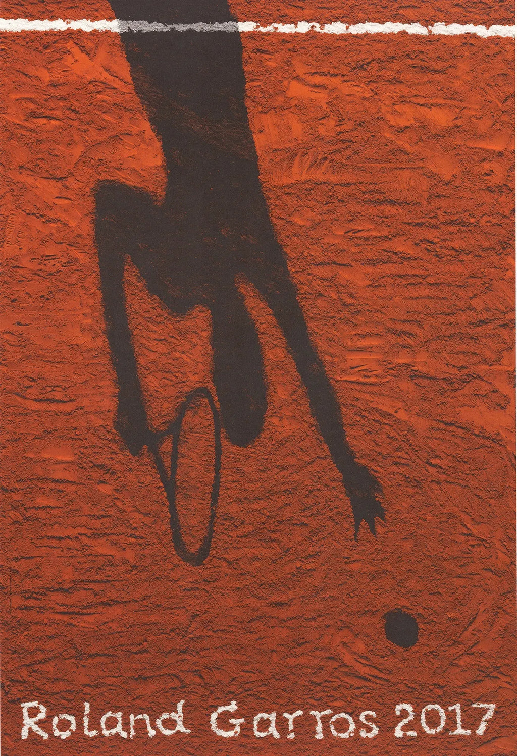 Vik Muniz French Open 2017 tennis art poster featuring a stylized image of a tennis player during Roland Garros tournament.