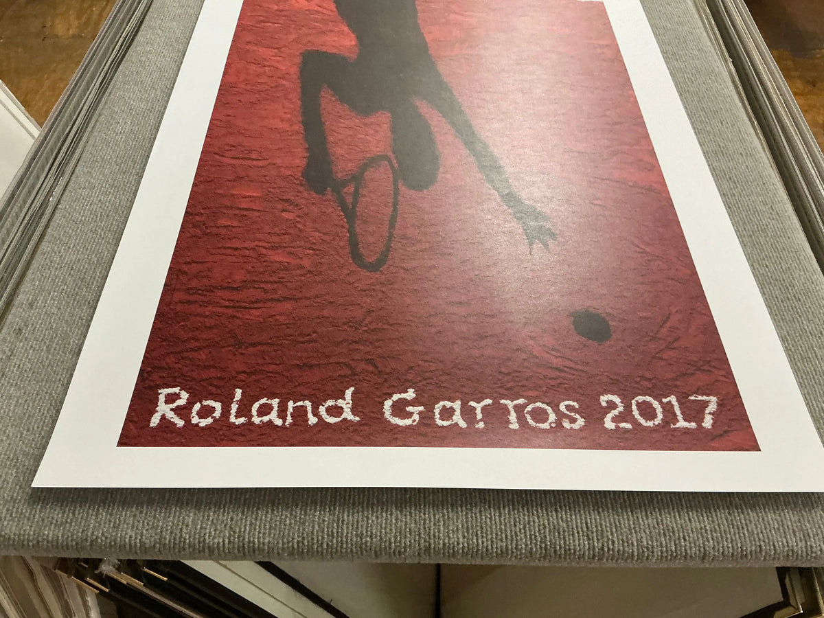 Vik Muniz French Open 2017 tennis art poster featuring vibrant, artistic imagery of Roland Garros tennis event.