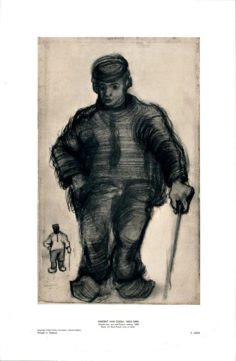 Vincent van Gogh Peasant Walking offset lithograph art poster print showing a rural scene with a walking peasant figure.