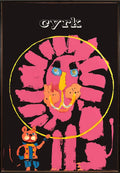 Vintage Waldemar Świerzy Lion with Mouse 1972 circus poster, vibrant artwork featuring a lion and mouse scene.