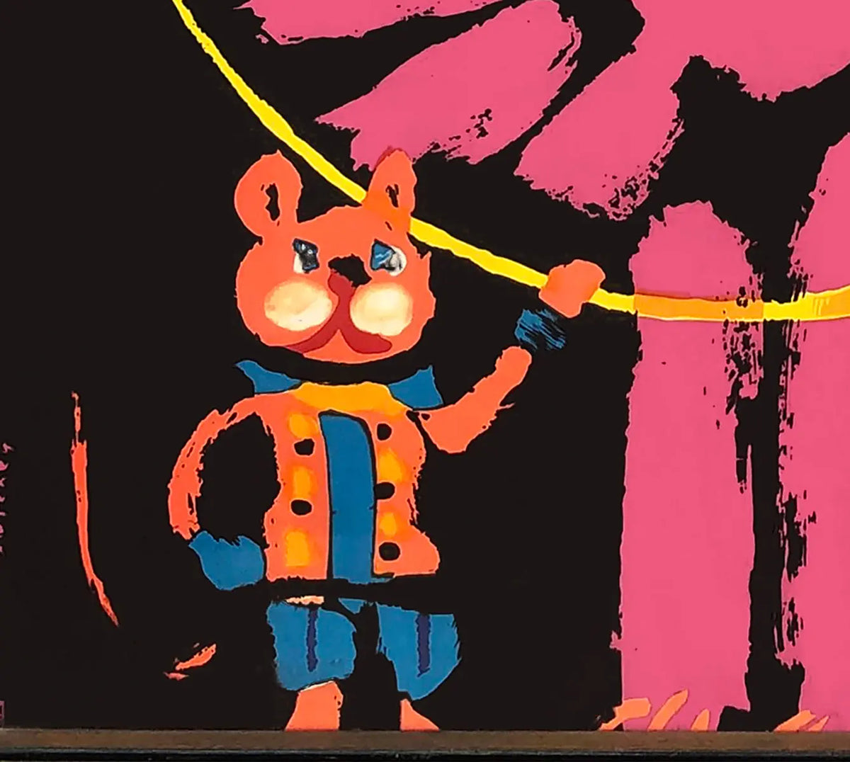 Vintage Waldemar Świerzy Lion with Mouse circus poster from 1972, featuring bold artwork of a lion and mouse in vibrant colors.