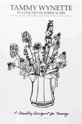 Tom Wesselmann's 1989 serigraph art poster titled "Country Bouquet with Delphinium," featuring vibrant floral imagery.