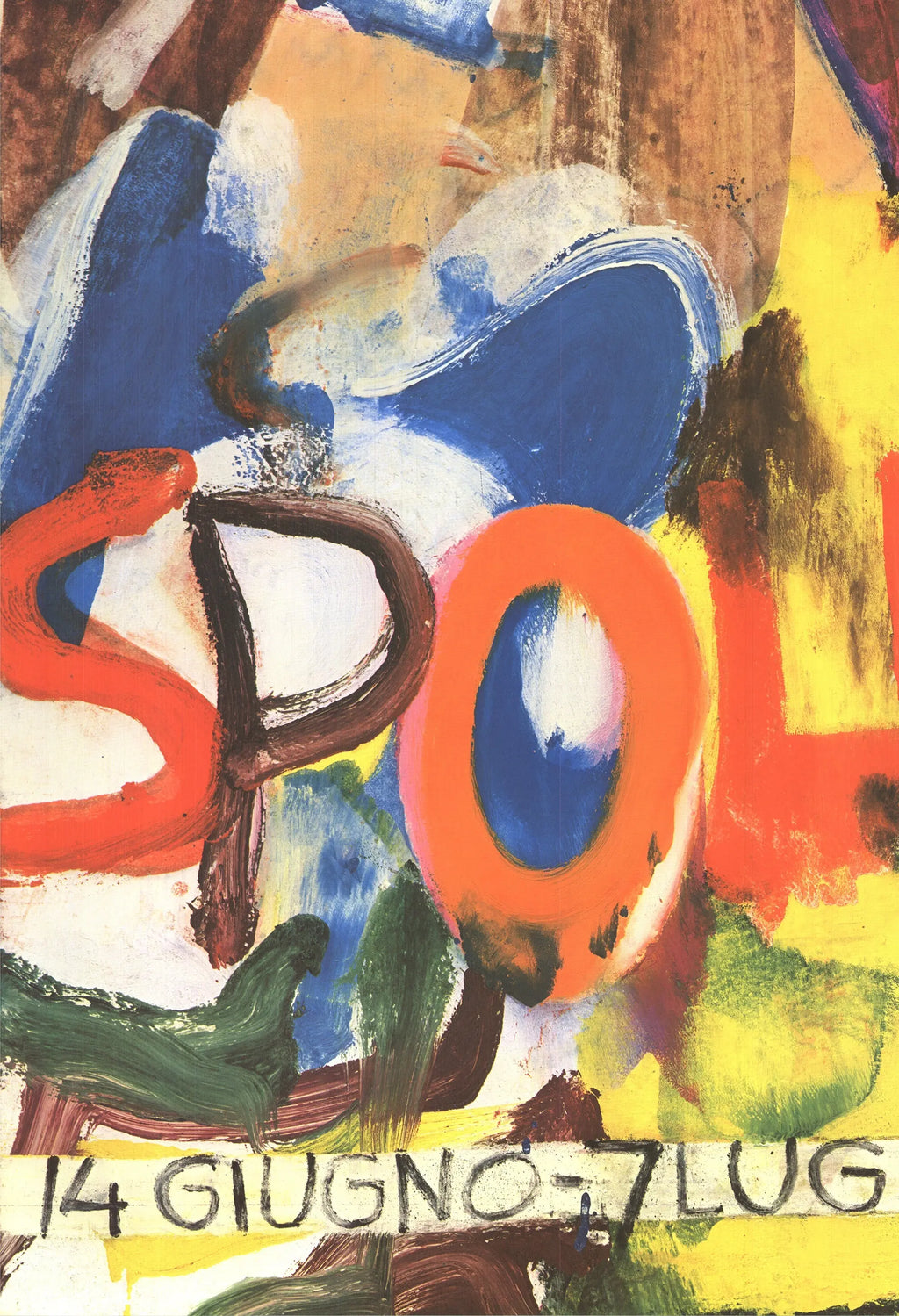 Willem de Kooning Spoleto 1974 original offset lithograph exhibition poster, featuring abstract artwork by the renowned artist.