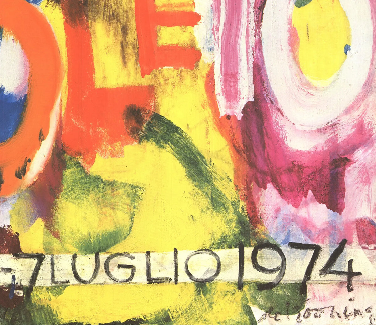Willem de Kooning Spoleto 1974 original offset lithograph exhibition poster featuring abstract artwork and bold design elements.
