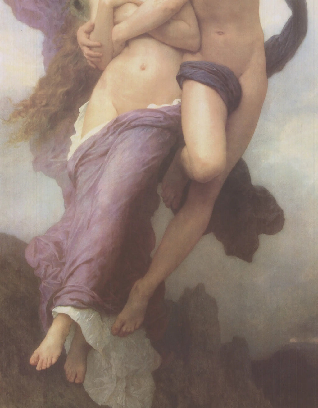 William-Adolphe Bouguereau The Seduction of Psyche classical art poster showing mythological scene with detailed figures and soft colors.