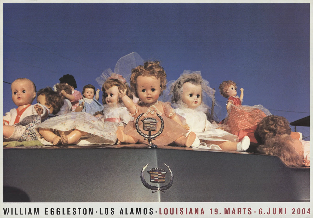 William Eggleston Dolls on a Cadillac 2004 large offset lithograph poster showcasing vibrant colors and urban scene art.