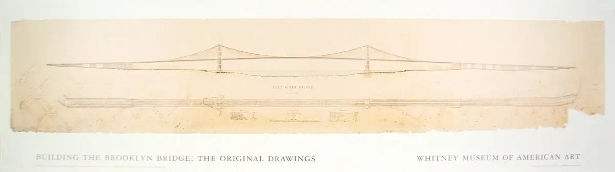 William Hildenbrand Brooklyn Bridge 1976 offset lithograph poster showing the suspension bridge in a detailed artistic style