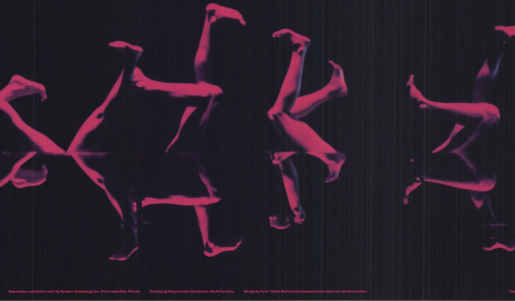 Vintage Jimmy Williams American Dance Festival 1986 offset lithograph art poster featuring dynamic dance imagery and bold artwork.