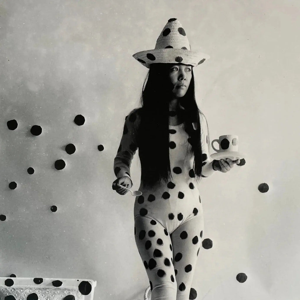 Yayoi Kusama Self-Obliteration By Dots 1968 limited edition art poster featuring Kusama's signature polka dot design and abstract composition.