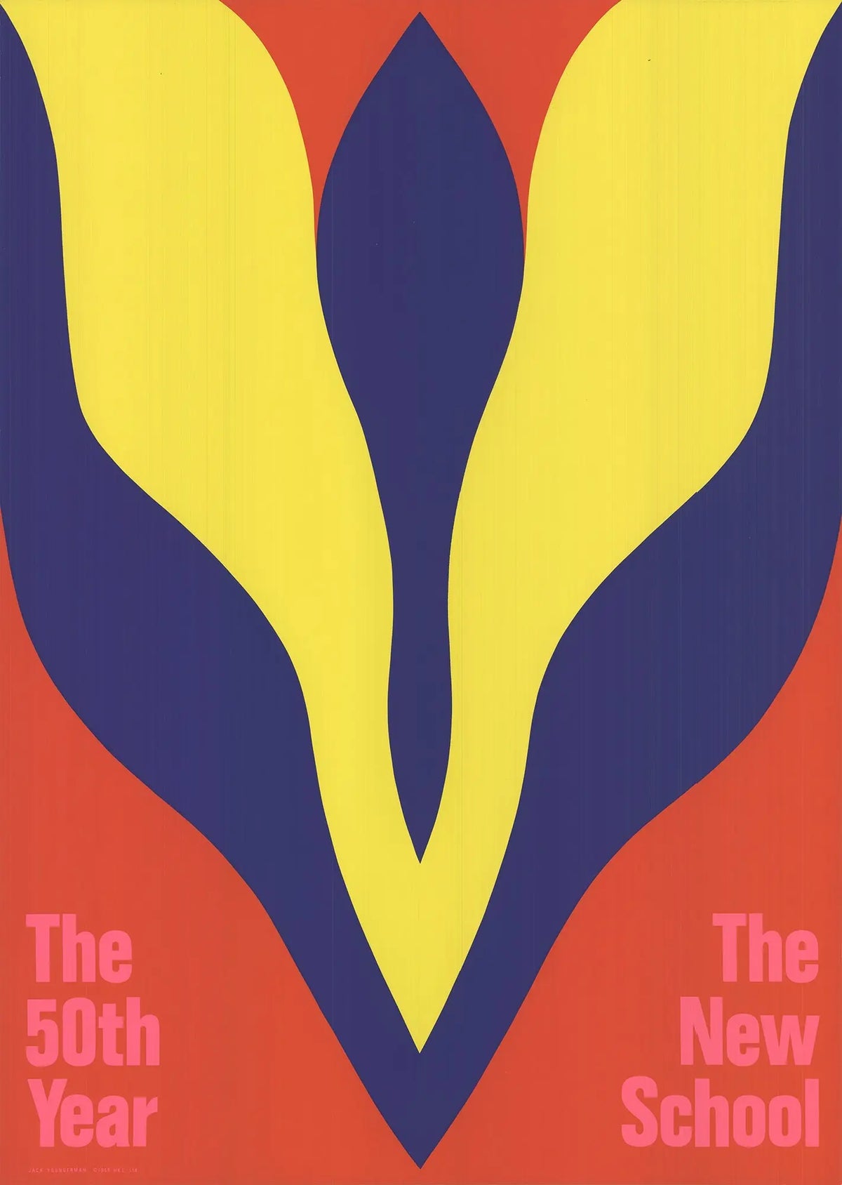 Original abstract serigraph print by Jack Youngerman of New York City Center, 1969, showcasing vibrant geometric design and bold colors.