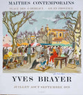 Original Yves Brayer 1979 lithograph poster on linen featuring Aix-en-Provence scene by renowned artist Yves Brayer.