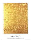 Yves Klein Gold Leaf on Panel 1994 museum exhibition poster art showcasing Klein's signature gold leaf artwork and minimalist design.