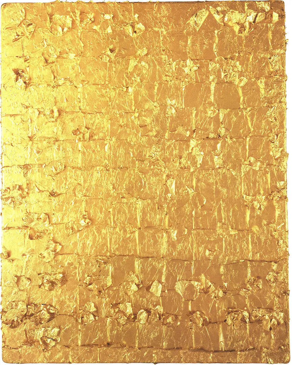 Yves Klein Gold Leaf on Panel 1994 museum exhibition poster art, showcasing Klein’s signature gold leaf artwork on a panel.